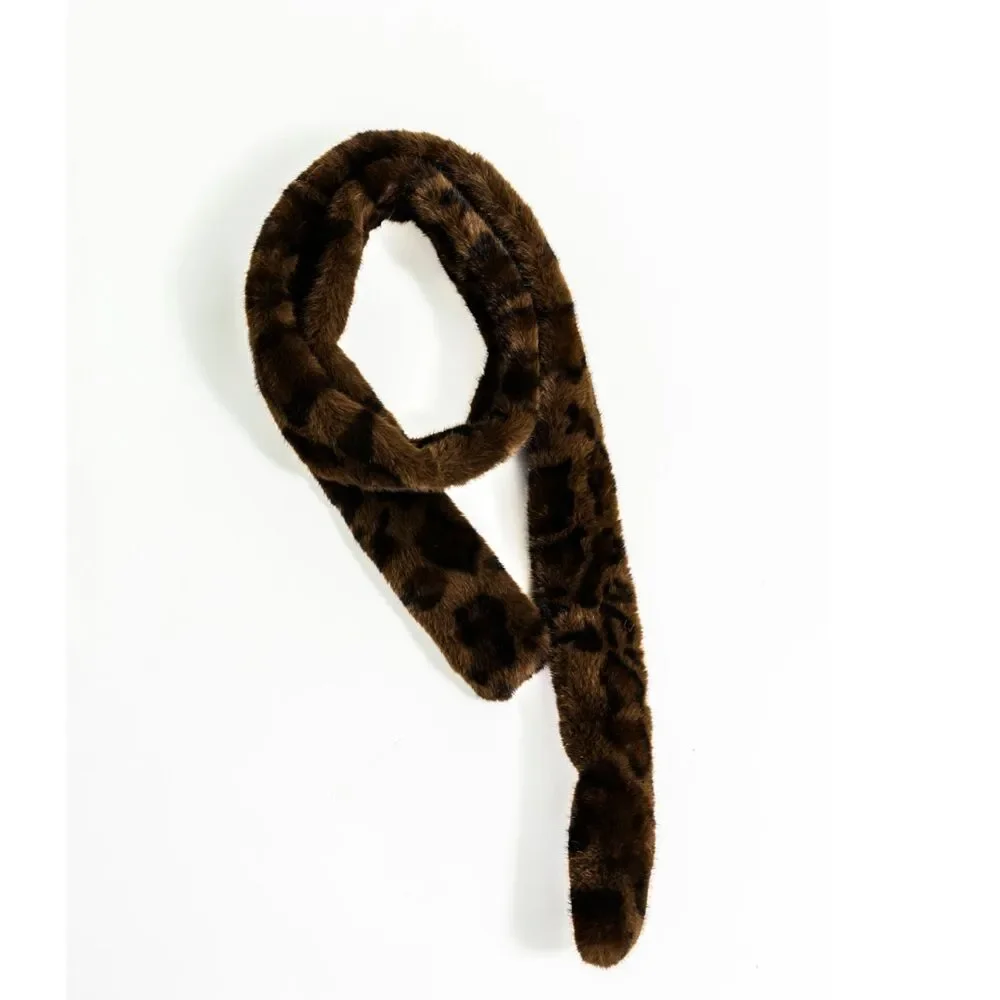 NEW‎ NWT VIOLET & BROOKS Aspen XL Faux Fur Scarf Brown Leopard